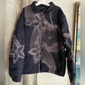 PADARY Puffer Jacket Men’s Navy Ski Pockets Full Zipper No Size